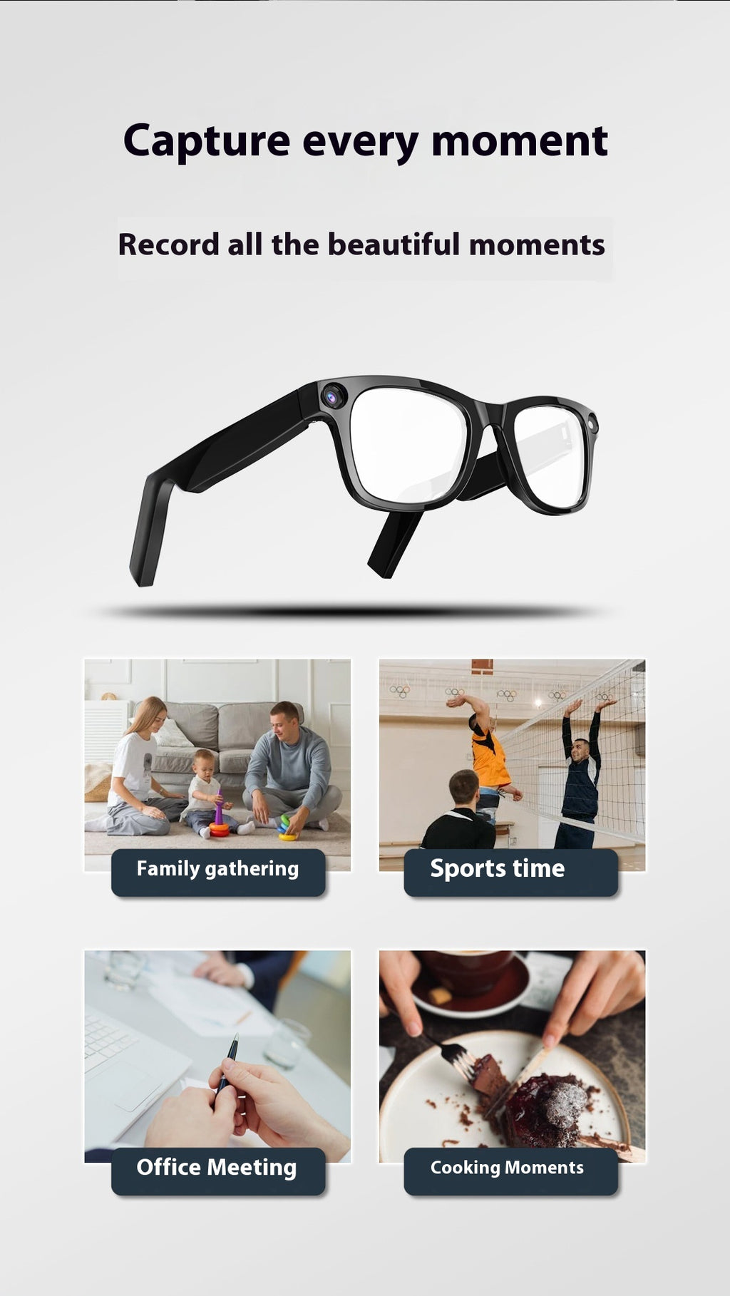 AI Smart Camera Glasses – Record Hands-Free in HD