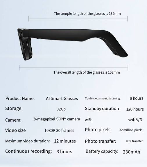 AI Smart Camera Glasses – Record Hands-Free in HD